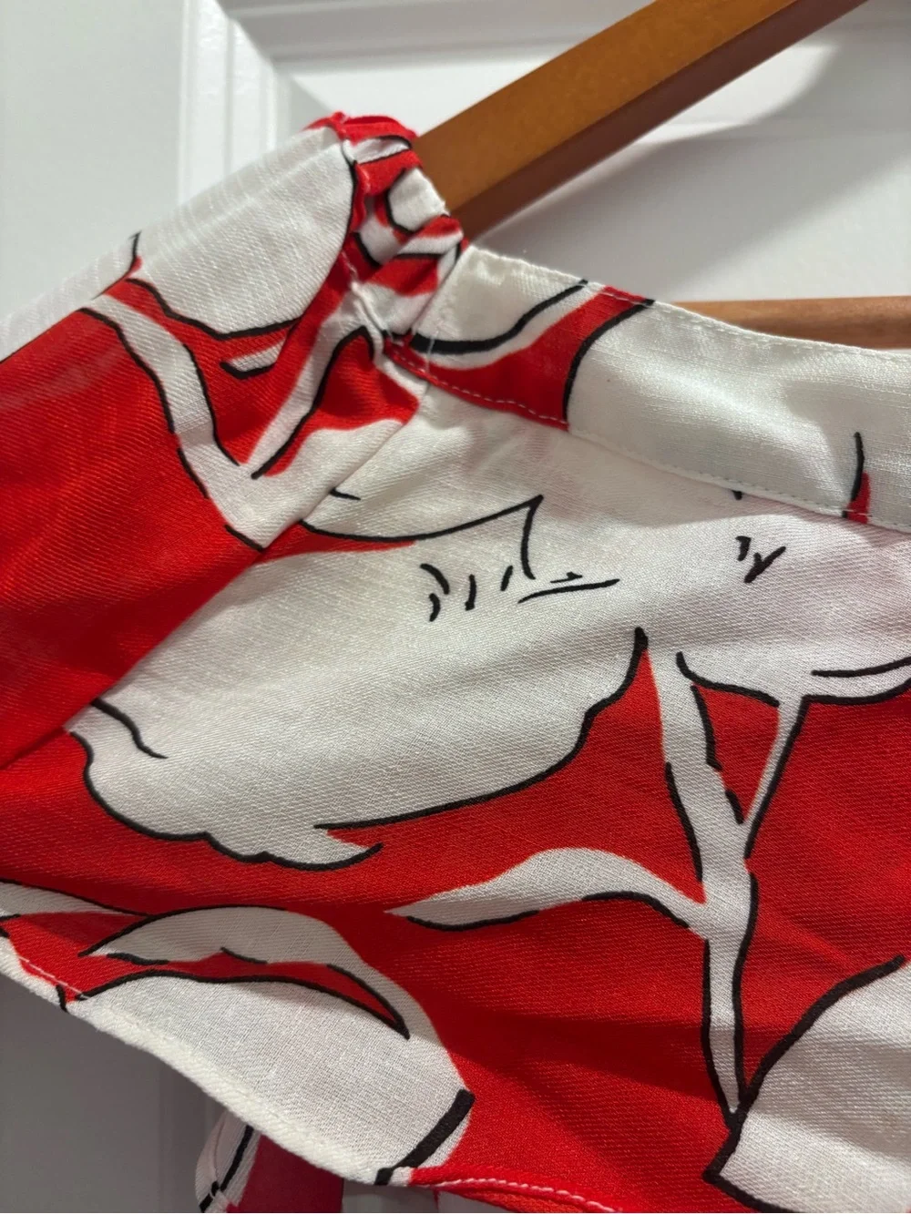 Elevenses Off-Shoulder Red & White Floral Wide-leg Jumpsuit